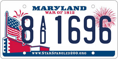 MD license plate 8AD1696