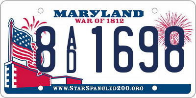 MD license plate 8AD1698