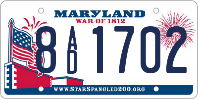 MD license plate 8AD1702