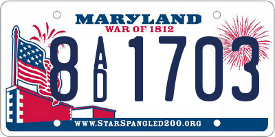 MD license plate 8AD1703