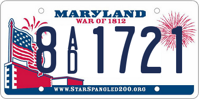 MD license plate 8AD1721