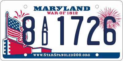 MD license plate 8AD1726
