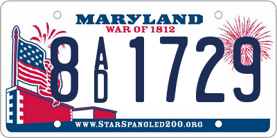 MD license plate 8AD1729