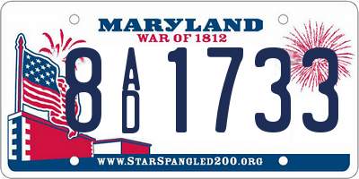 MD license plate 8AD1733