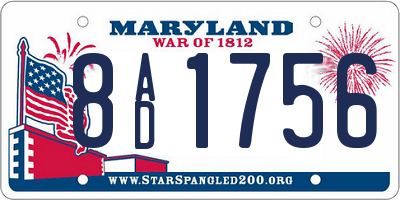 MD license plate 8AD1756
