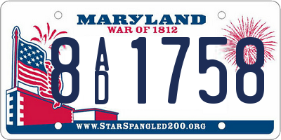 MD license plate 8AD1758
