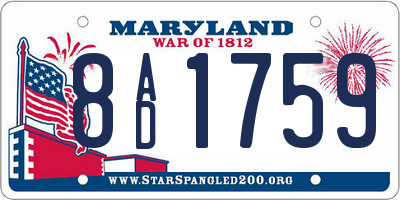 MD license plate 8AD1759