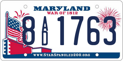 MD license plate 8AD1763
