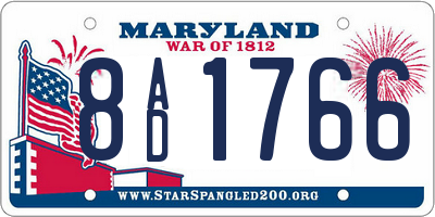 MD license plate 8AD1766