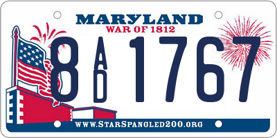 MD license plate 8AD1767