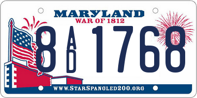 MD license plate 8AD1768