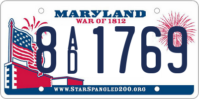 MD license plate 8AD1769
