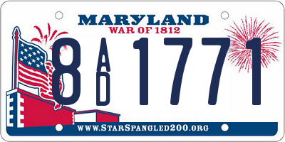 MD license plate 8AD1771