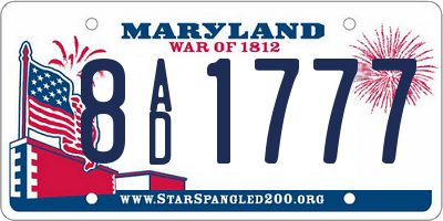 MD license plate 8AD1777