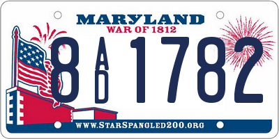 MD license plate 8AD1782