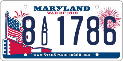 MD license plate 8AD1786