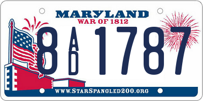 MD license plate 8AD1787