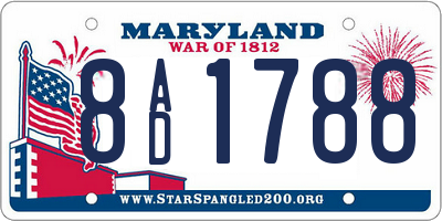 MD license plate 8AD1788