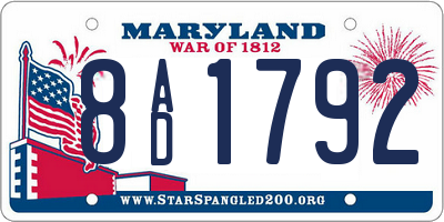 MD license plate 8AD1792