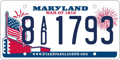 MD license plate 8AD1793