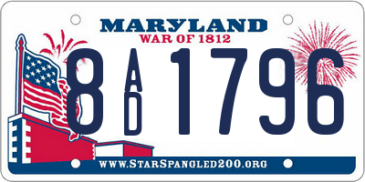 MD license plate 8AD1796