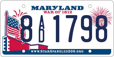 MD license plate 8AD1798
