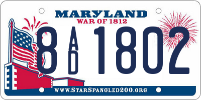 MD license plate 8AD1802