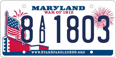 MD license plate 8AD1803