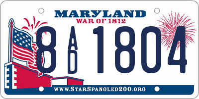 MD license plate 8AD1804