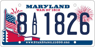 MD license plate 8AD1826