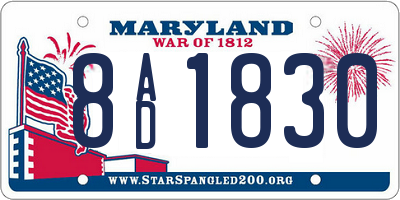 MD license plate 8AD1830