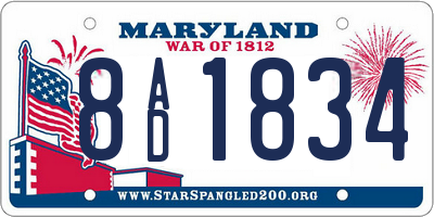 MD license plate 8AD1834