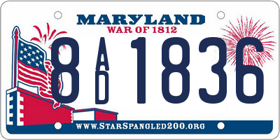 MD license plate 8AD1836