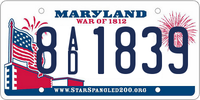 MD license plate 8AD1839