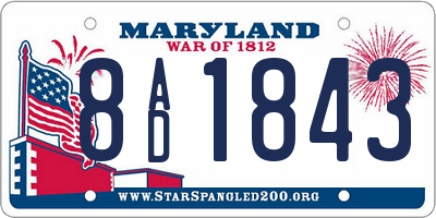 MD license plate 8AD1843