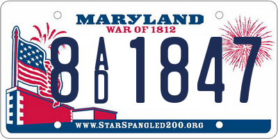 MD license plate 8AD1847