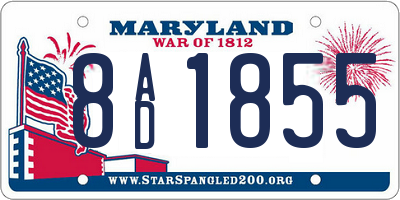 MD license plate 8AD1855