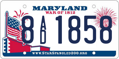 MD license plate 8AD1858