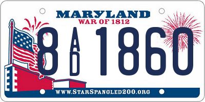 MD license plate 8AD1860