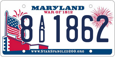 MD license plate 8AD1862