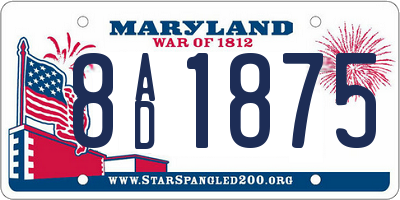 MD license plate 8AD1875