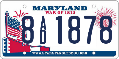 MD license plate 8AD1878