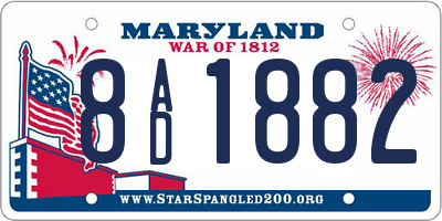MD license plate 8AD1882