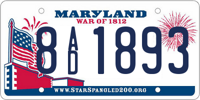 MD license plate 8AD1893