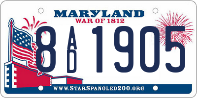 MD license plate 8AD1905