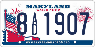 MD license plate 8AD1907