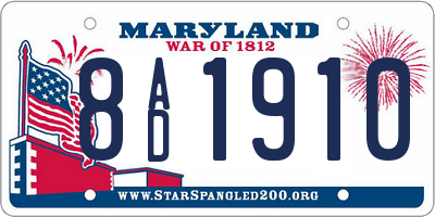 MD license plate 8AD1910