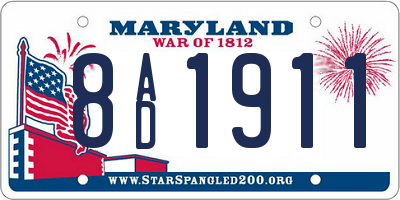 MD license plate 8AD1911