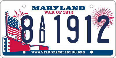 MD license plate 8AD1912