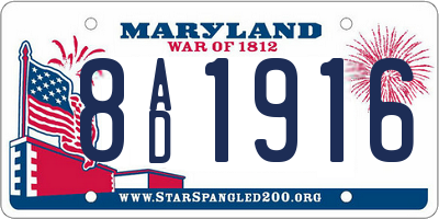 MD license plate 8AD1916